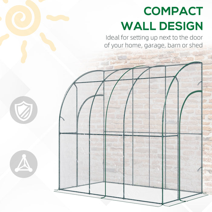 Outdoor Walk-In Tunnel Greenhouse with Sloping PVC Cover - Zippered Roll-Up Door and Clear Design for Gardening - Ideal for Plant Protection and Growth, 214 x 118 x 212 cm