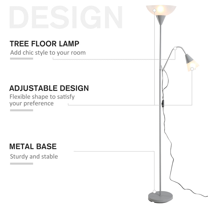 Modern Dual-Head Floor Lamp - Adjustable Reading Lights with Steel Base for Living Room, Bedroom, Office - Ideal for Illuminated Task Lighting at 179.5cm Height