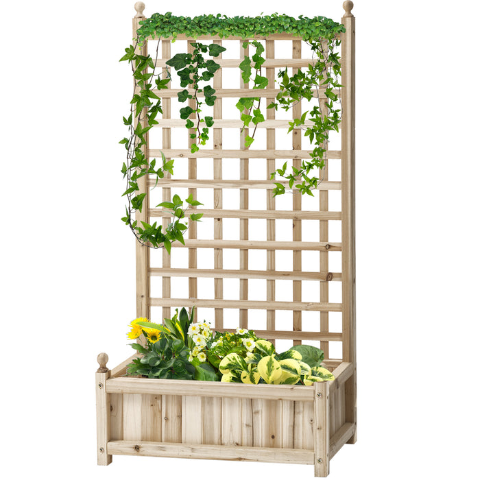 Wooden Raised Garden Bed with Integrated Trellis - Perfect for Climbing Plants, Flowers, and Vines - Ideal for Patio, Balcony, or Yard Gardening