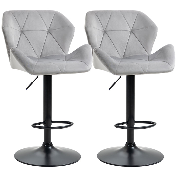 Velvet Touch Swivel Barstools with Backs - Set of 2, Adjustable Height, Metal Frame, Footrest, and Moulded Triangle Seat - Comfortable Seating for Kitchen, Bar, Entertainment Area