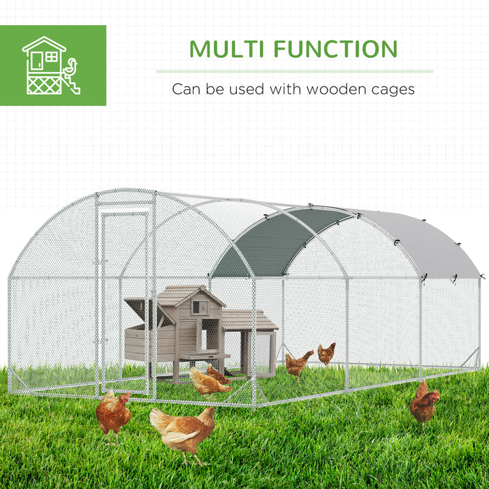 Galvanised Chicken Coop with Protective Cover - Hen House 5.7 x 2.8 x 2m - Ideal for Poultry Safety and Outdoor Use