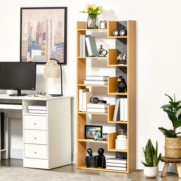 6-Tier Bookshelf - Contemporary Bookcase with Eleven Open Shelves - Stylish Freestanding Storage for Home Office and Study Spaces