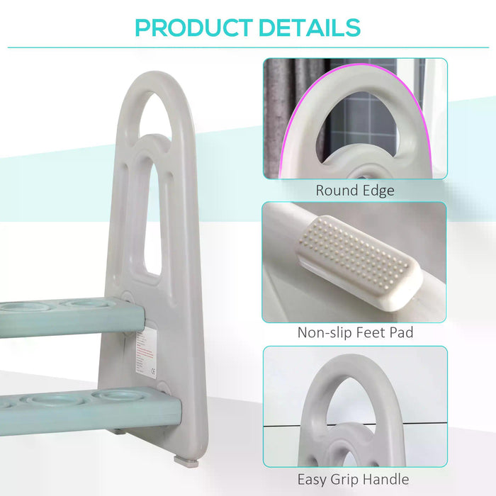 Kids' Two Step Stool - Toddler Ladder with Non-Slip Grip & Safety Feet Pads - Ideal for Bathroom Sink, Bedroom & Kitchen Assistance