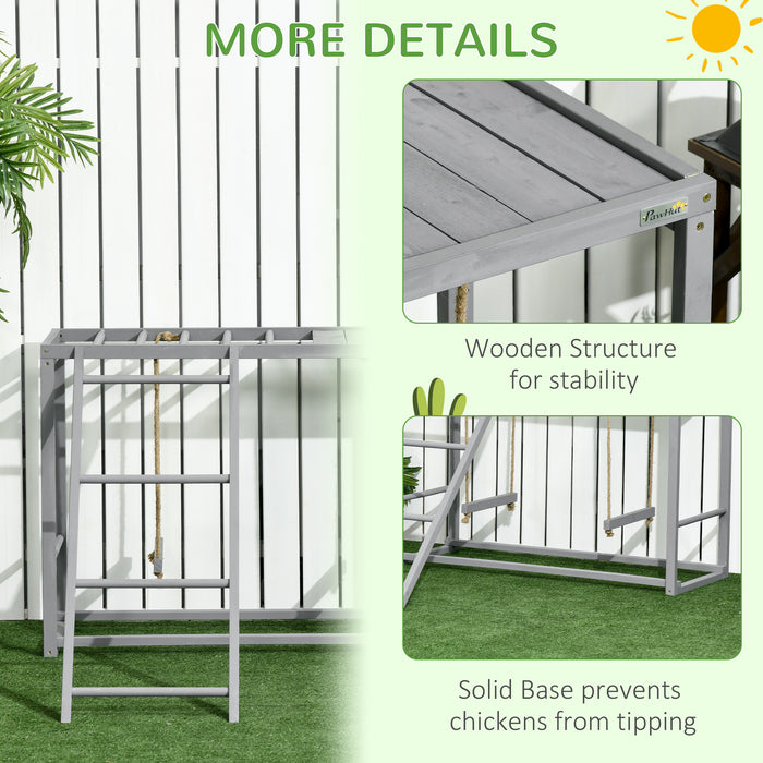 Wooden Chicken Activity Playset with Swing - Durable Grey Coop for 3-4 Birds - Perfect for Backyard Poultry Enthusiasts