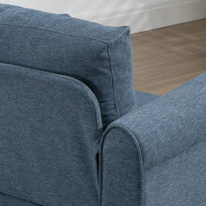 Vintage Tufted Accent Chair - Upholstered Lounge Armchair with Rubber Wood Legs and Rolled Arms in Dark Blue - Elegant Seating for Living Room or Reading Nook