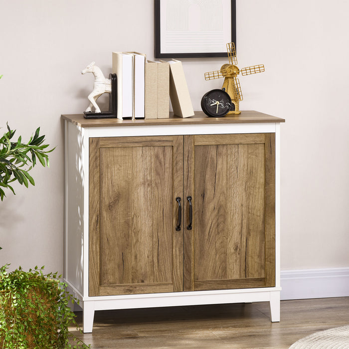 Farmhouse-Style Sideboard - Double-Door Storage Cupboard with Shelves in Dark Grey - Elegant Organization for Dining and Living Areas