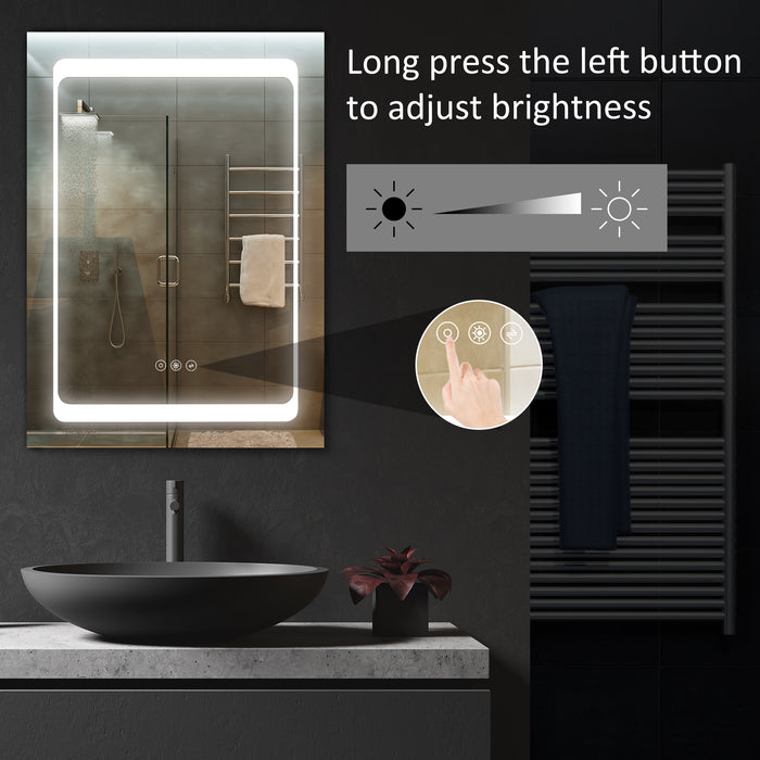 Wall-Mounted LED Mirror Cabinet with Shelves - Touch-Sensitive Illumination for Bathroom Organization - Ideal for Makeup and Cosmetic Storage