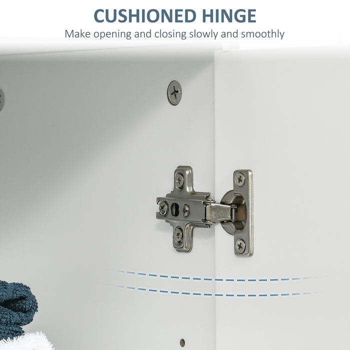 Modern Bathroom Cabinet Organizer - Free Standing Linen Cupboard with 3 Tiers of Storage - Space-Saving Solution for Bath Essentials and Towels