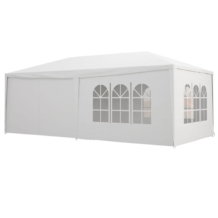 6x3m Wedding Party Tent - Outdoor Waterproof PE Canopy Gazebo with Removable Side Walls - Ideal Shelter for Events and Gatherings