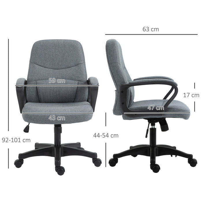 Ergonomic High-Back Office Chair with Lumbar Massager - 360° Swivel, Adjustable Height & Tilt, Grey - Enhanced Comfort for Extended Desk Work