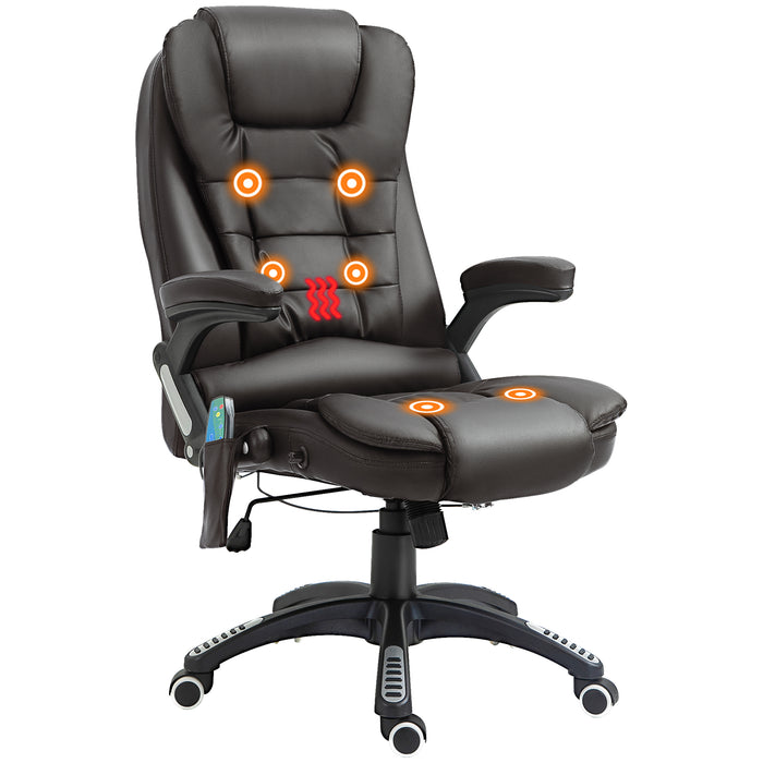 Executive Massage Office Chair - High Back PU Leather with Heat, Tilt, and Reclining Features - Ergonomic Design for Enhanced Comfort in Workspaces