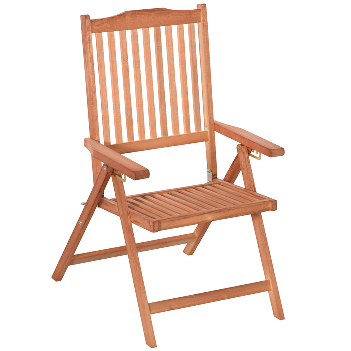 Acacia Wood Patio Armchair - Outdoor Folding Dining Chair with 5-Position Adjustable Reclining Seat - Comfortable Seating for Garden & Patio Relaxation