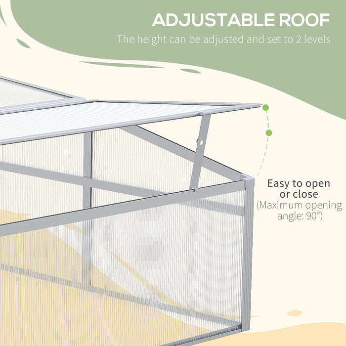 2-Tier Adjustable Aluminium Cold Frame Greenhouse - Weather-Resistant Outdoor Gardening Solution - Perfect for Seedlings & Plant Protection