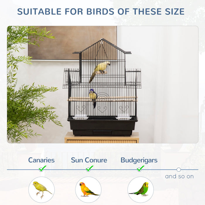 Sturdy Metal Bird Cage for Small Birds - Includes Plastic Swing, Perch, Food Tray - Ideal for Finch, Canary, and Budgie Comfort and Care