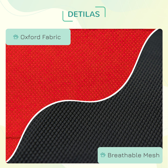 Portable Raised Dog Bed with Sturdy Metal Frame - Elevated Pet Cot in Black and Red for Small Breeds - Ideal for Camping and Outdoor Comfort