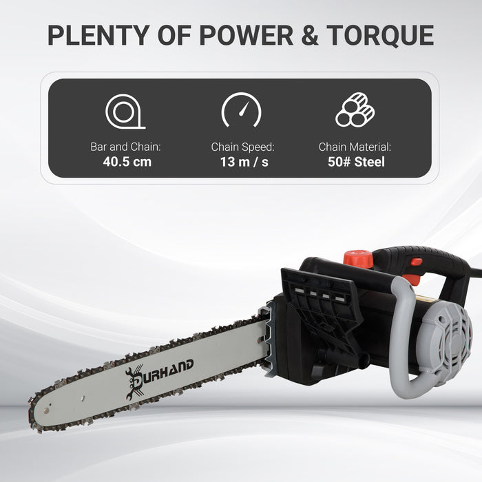 1600W Electric Chainsaw with Dual Safety Brake - Tool-Free Chain Adjustment, 40cm Bar, Auto-Oiling - Ideal for Woodcutting Tasks & DIY Projects