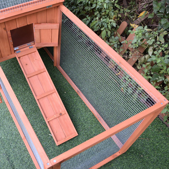 Deluxe Bunny Hutch - 2-Tier Wooden Rabbit Cage with Outdoor Run, Chicken Coop Extension - Spacious Pet Shelter for Garden or Backyard, 158x58x68cm