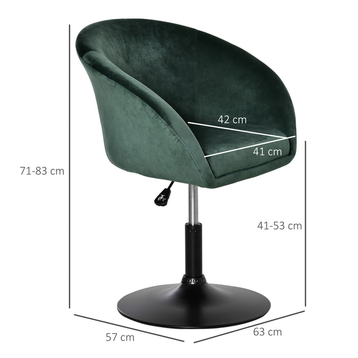 Adjustable Green Swivel Bar Stool - Fabric Upholstered Dining Chair with Tub Seat and Backrest - Versatile Dressing Stool for Home or Bar Use