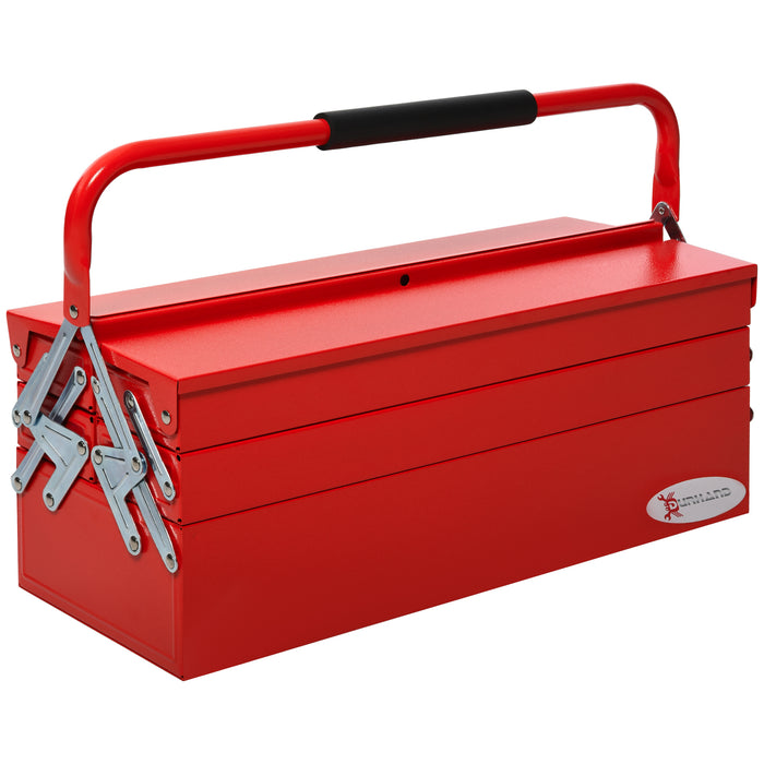 3-Tier 5-Tray Metal Toolbox - Professional Portable Storage Cabinet with Cantilever Design - Workshop Organizer with Carry Handle for Easy Transportation