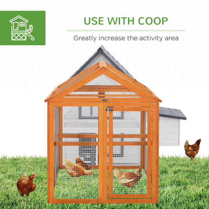Wooden Chicken Run Coop - 1-3 Chickens Hen House with Combinable Duck Pen, Outdoor Use, Orange - Ideal for Small Poultry Owners