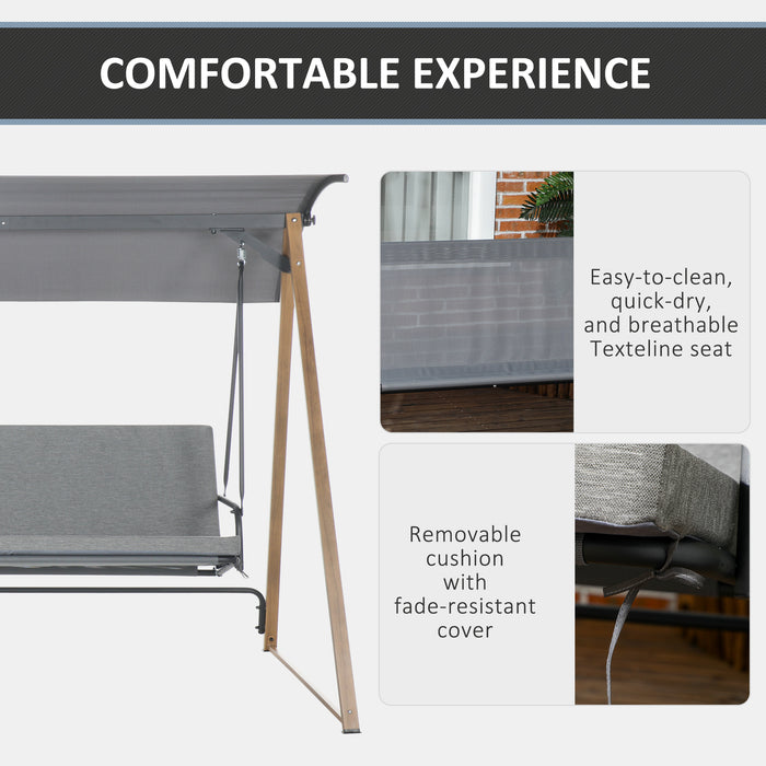 3 Seater Garden Swing Chair Bench - Adjustable Canopy, Cushioned Seating, Weather Resistant Steel Frame - Ideal for Patio, Yard Comfort and Relaxation