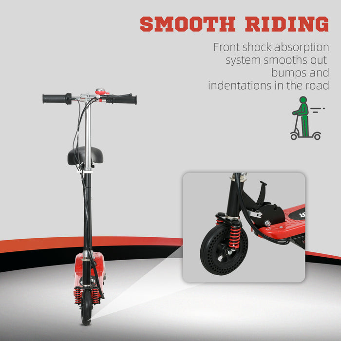 Folding Steel Electric Scooter with Warning Bell - Max Speed 15km/h in Eye-Catching Red - Ideal for Kids Aged 4 to 14