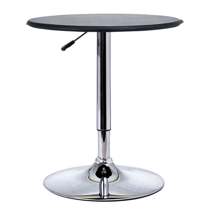 Adjustable Round Bistro Bar Table with Steel Base and PVC Leather Top - Sleek Design for Modern Home Kitchen Dining - Ideal Desk for Small Spaces and Entertaining Guests