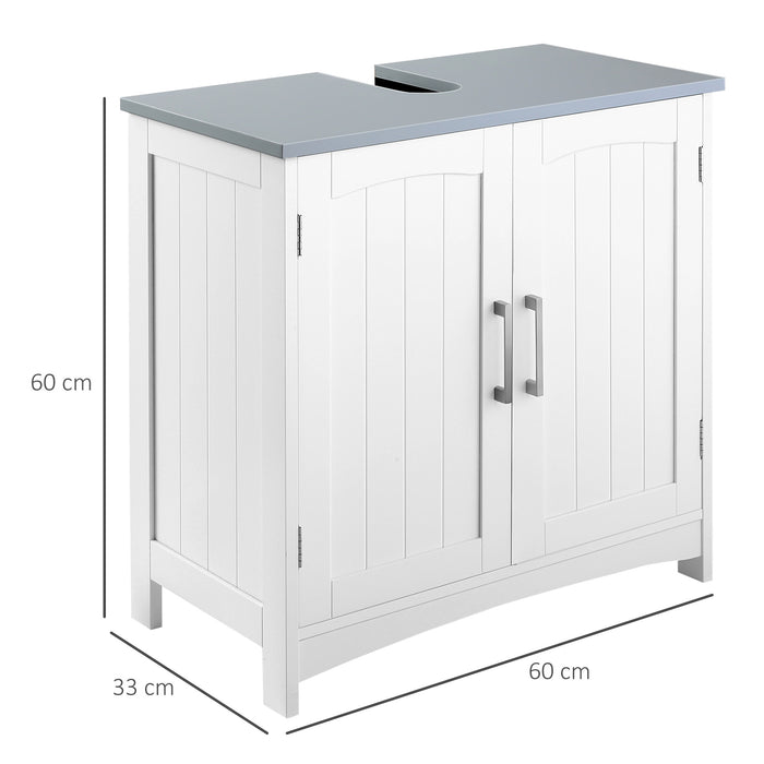 Modern Pedestal Bathroom Cabinet - Double Door Under Sink Vanity Unit with Adjustable Shelves - Elegant Storage Solution for Space Optimization