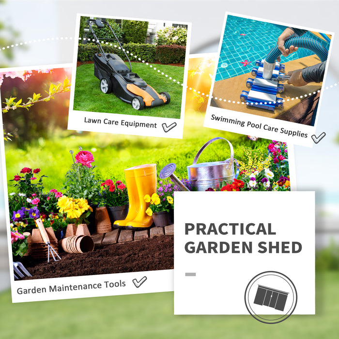 Outdoor Metal Storage Shed - 9ft x 4.25ft Corrugated Garden Equipment Tool Box with Foundation, Ventilation, & Doors - Secure Deep Green Organizer for Garden Tools & Supplies