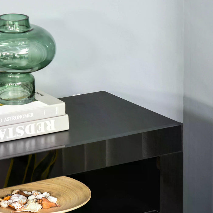 Modern High Gloss Sideboard with LED Lights - Multipurpose Buffet Cupboard with RGB Lighting - Sleek Storage for Entryway, Dining or Living Room, Black