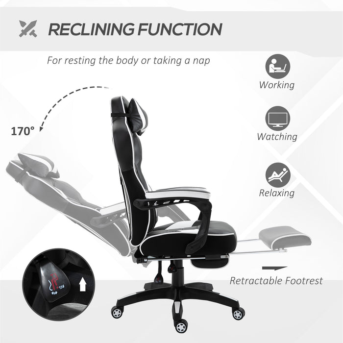 Ergonomic Racing Chair with Adjustable Features - Comfortable Gamer and Office Recliner with Headrest, Lumbar Support, and Footrest - Ideal for Long Sitting Sessions and Improved Posture