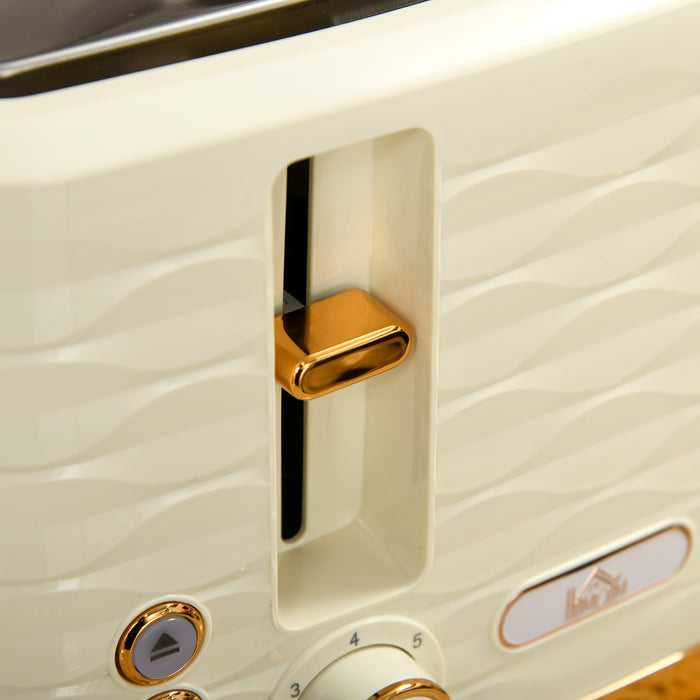 3000W 1.7L Rapid Boil Kettle & 4 Slice Toaster Set - Beige, 7 Browning Settings & Easy-Clean Crumb Tray - Ideal for Busy Mornings & Large Families