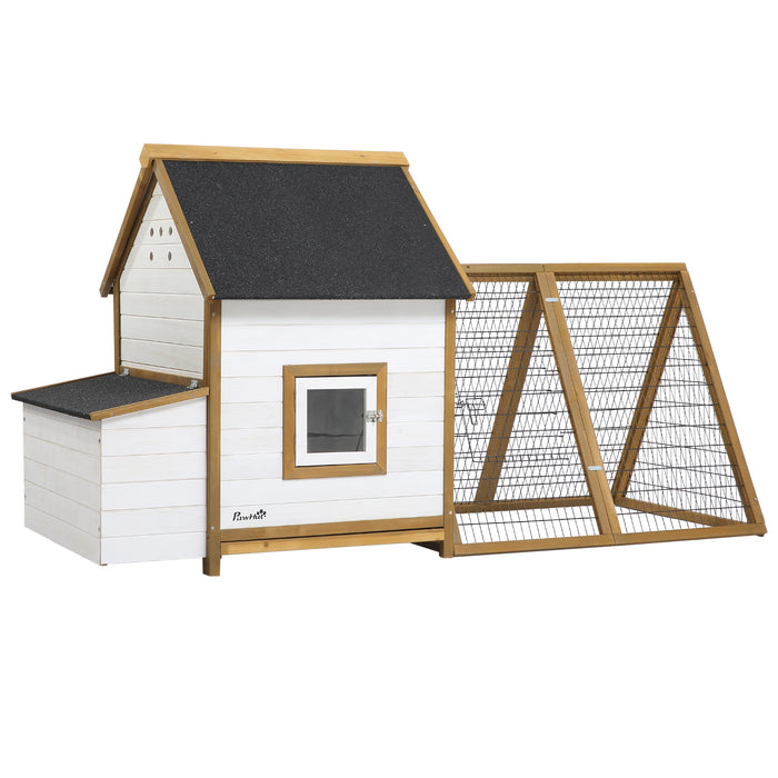 Wooden Chicken Coop with Outdoor Run - Nesting Box, Removable Tray, Window, Lockable Door | 197x93x110cm - Perfect for Backyard Poultry Keepers