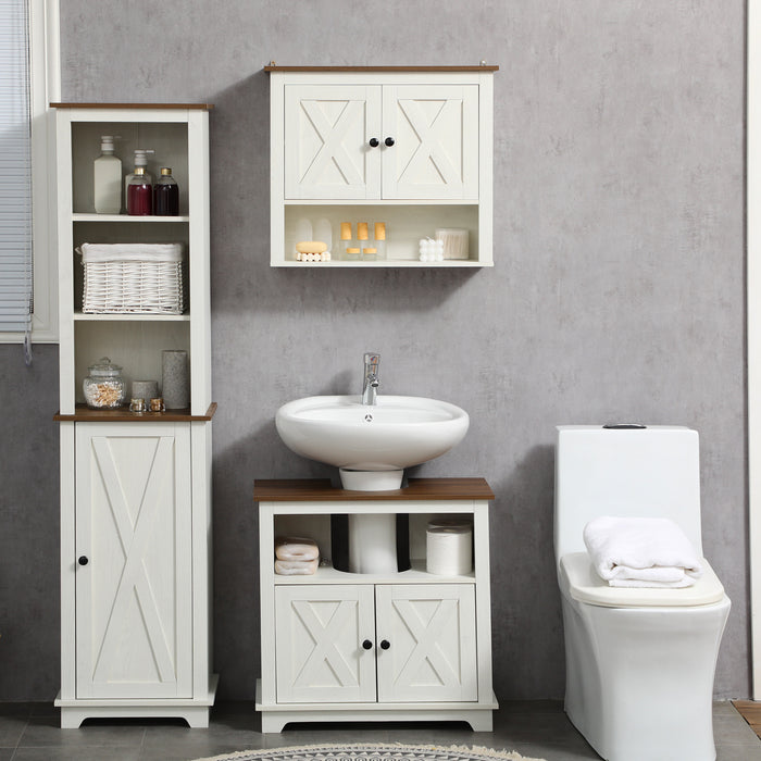 Bathroom Vanity Cabinet with Storage - Under Sink Design with Double Doors and Shelves, 60cm x 30cm x 60cm - Space-Saving Solution for Bathroom Organization