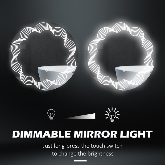 LED Dimmable Lighted Vanity Mirror - Wall Mounted Bathroom Mirror with 3 Color Settings and Smart Touch Control - Anti-Fog Feature for Clear Reflections, 71cm