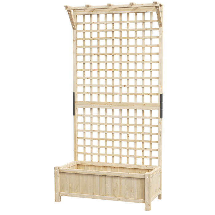 Wooden Raised Garden Bed with Trellis - Drainage Holes, Climbing Plant Support - Ideal for Growing Vegetables and Flowers in Small Spaces