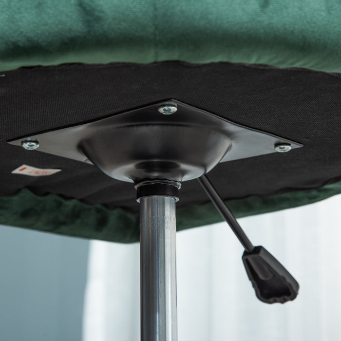 Adjustable Green Swivel Bar Stool - Fabric Upholstered Dining Chair with Tub Seat and Backrest - Versatile Dressing Stool for Home or Bar Use