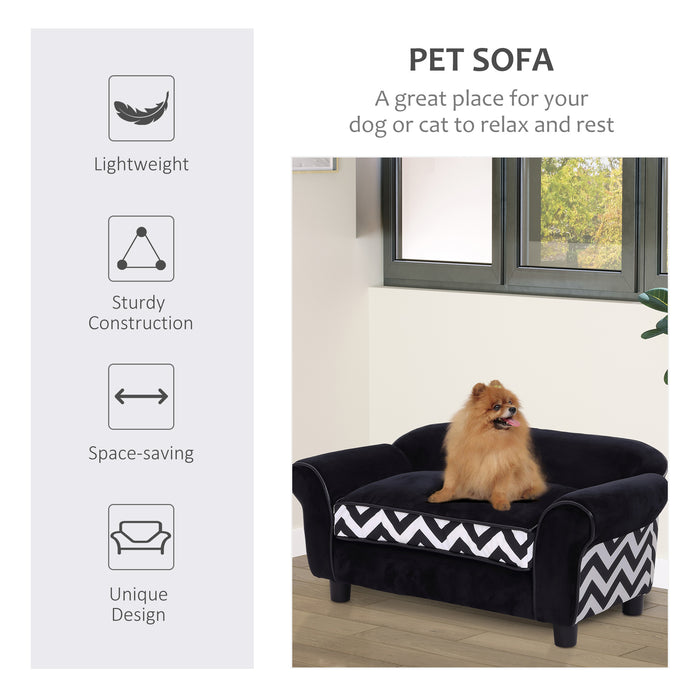 Pet Sofa Cat Sofa - Extra Small to Small Dog Sofa Bed with Soft Cushion, Washable & Removable Cover, Elevated Wooden Frame - Comfortable Resting Place for Small Pets