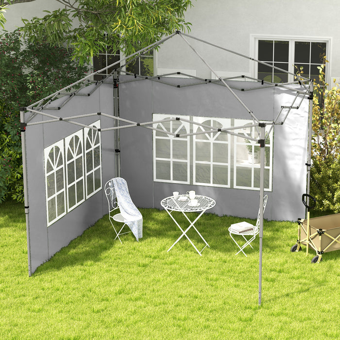 Gazebo Side Panels with Window - Fits 3x3m or 3x4m Pop Up Gazebos, Grey, 2-Pack - Easy Install Weather-Resistant Side Replacements for Outdoor Protection