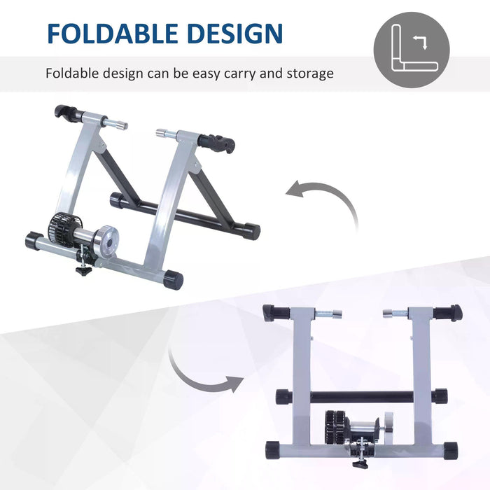 Indoor Cycling Turbo Trainer with Cyclone System - Silver - Ideal for Home Fitness and Off-Season Cyclists