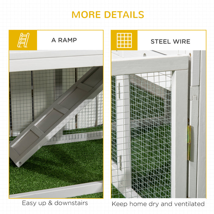 Wooden Rabbit Hutch & Spacious Guinea Pig Cage - Indoor Small Animal House with Extra Fenced Area & Slide-out Tray - Perfect for Pet Rabbits and Guinea Pigs