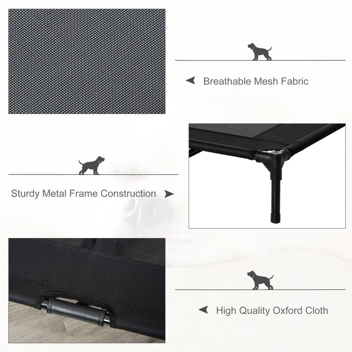 Elevated Pet Cot with Metal Frame - Large Cooling Mesh Bed for Dogs and Cats, Ideal for Camping and Outdoor Use - Lifted and Portable Design for Indoor Comfort and Airflow