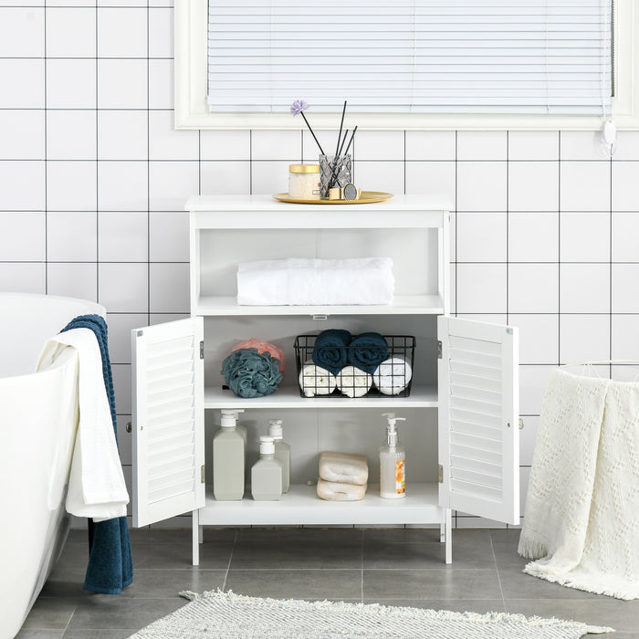 Freestanding Wooden Bathroom Cabinet - Spacious Storage Organizer with Double Shutter Doors, Cupboard Design - Elegant Home Furniture for Bathroom Essentials and Linens