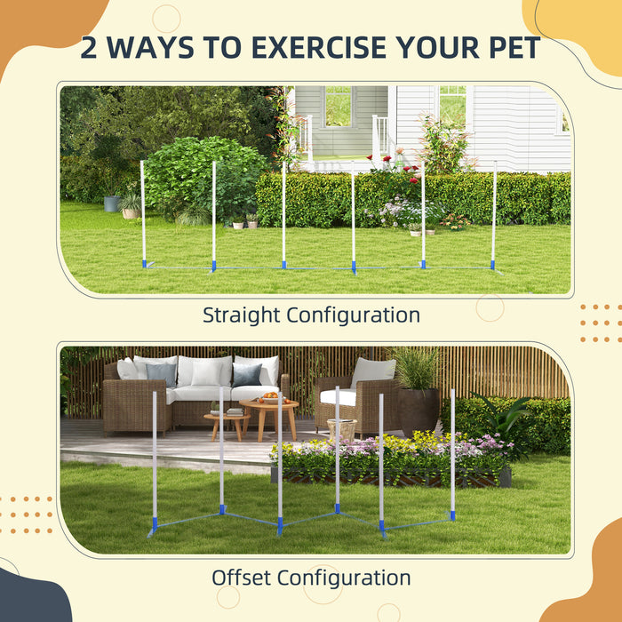 Dog Agility Obstacle Course Set - Adjustable Weave Poles, Training Fun for Pets - Ideal for Backyard or Park with Storage Bag