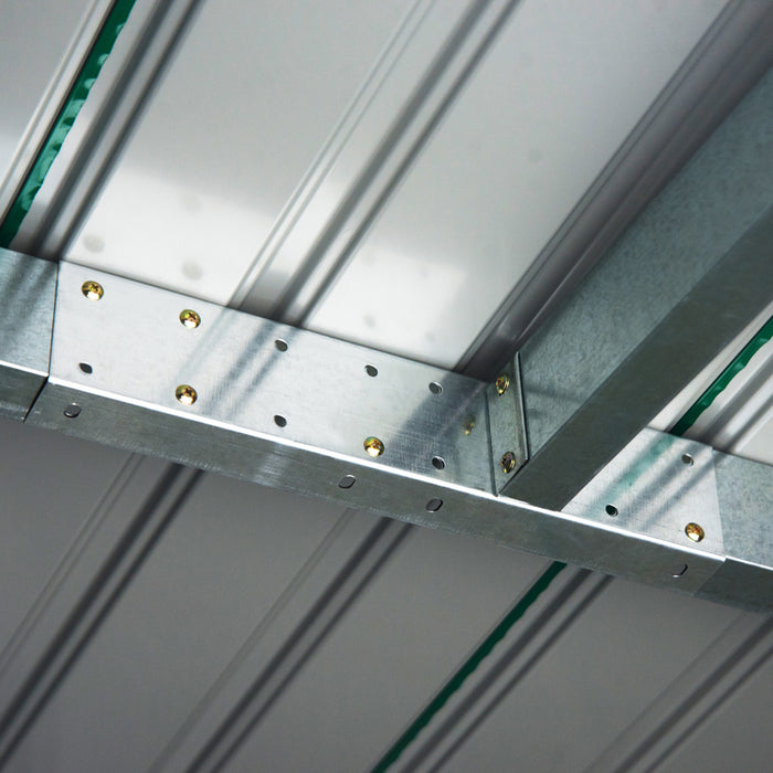 Outdoor Metal Storage Shed - 9ft x 4.25ft Corrugated Garden Equipment Tool Box with Foundation, Ventilation, & Doors - Secure Deep Green Organizer for Garden Tools & Supplies