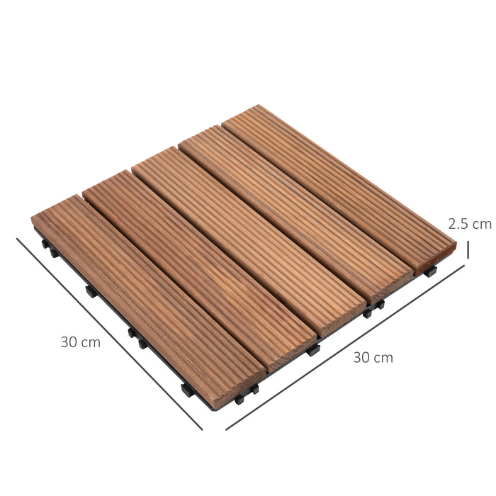 27-Piece Interlocking Solid Wood Deck Tiles - DIY Easy Install Floor Solution for Indoor & Outdoor Spaces - Enhances Patio, Balcony, and Backyard Aesthetics