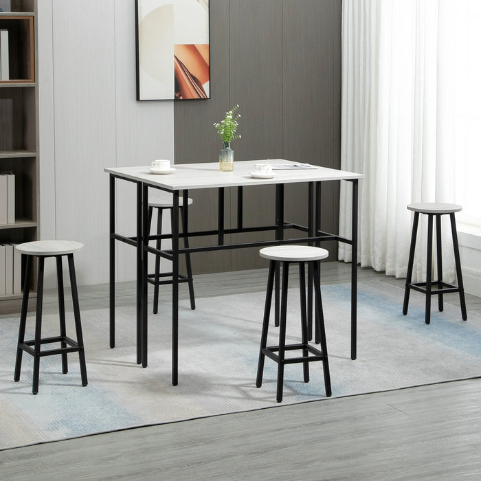 6-Piece Bar Table Set with Stools - Dual Breakfast/Counter Height Dining Tables for Kitchen or Living Room - Perfect for Small Spaces & Entertaining Guests