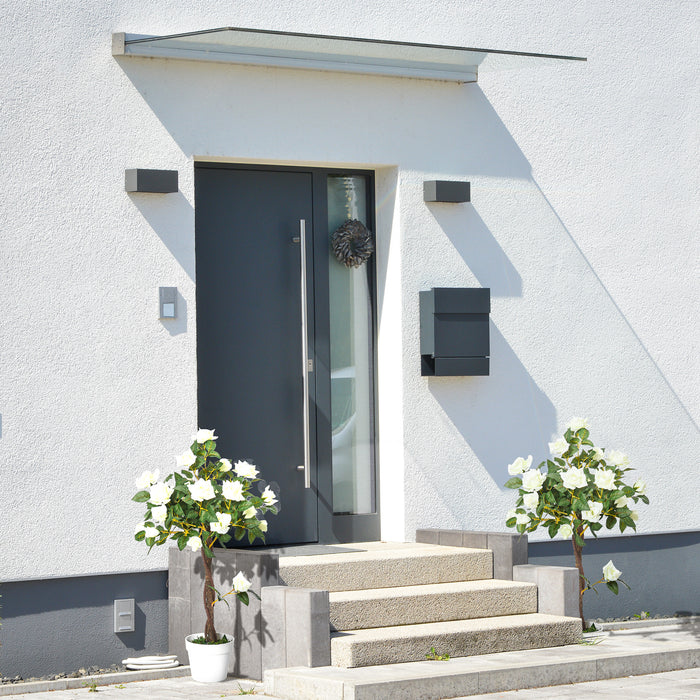 Artificial White Rose Flower Arrangements in Pots - Set of 2 Faux Plants for Indoor & Outdoor Decoration, 90cm Tall - Elegant Decor for Home, Office, and Events