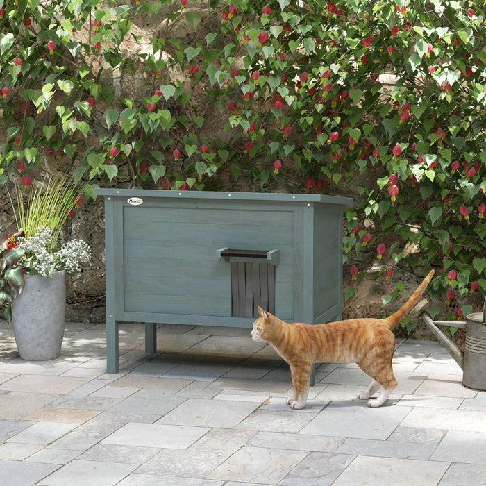 Insulated Wooden Feral Cat House - Removable Floor, Waterproof & Openable Roof, Charcoal Grey - Cozy Shelter for Outdoor Cats