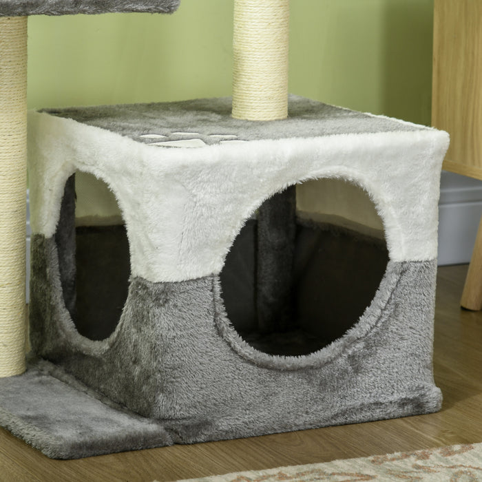 Cat Tower with Durable Sisal Scratching Posts - Plush Condo & Comfy Perches, Playful Toy Mouse Included - Ideal for Kittens and Adult Cats to Climb, Scratch & Lounge